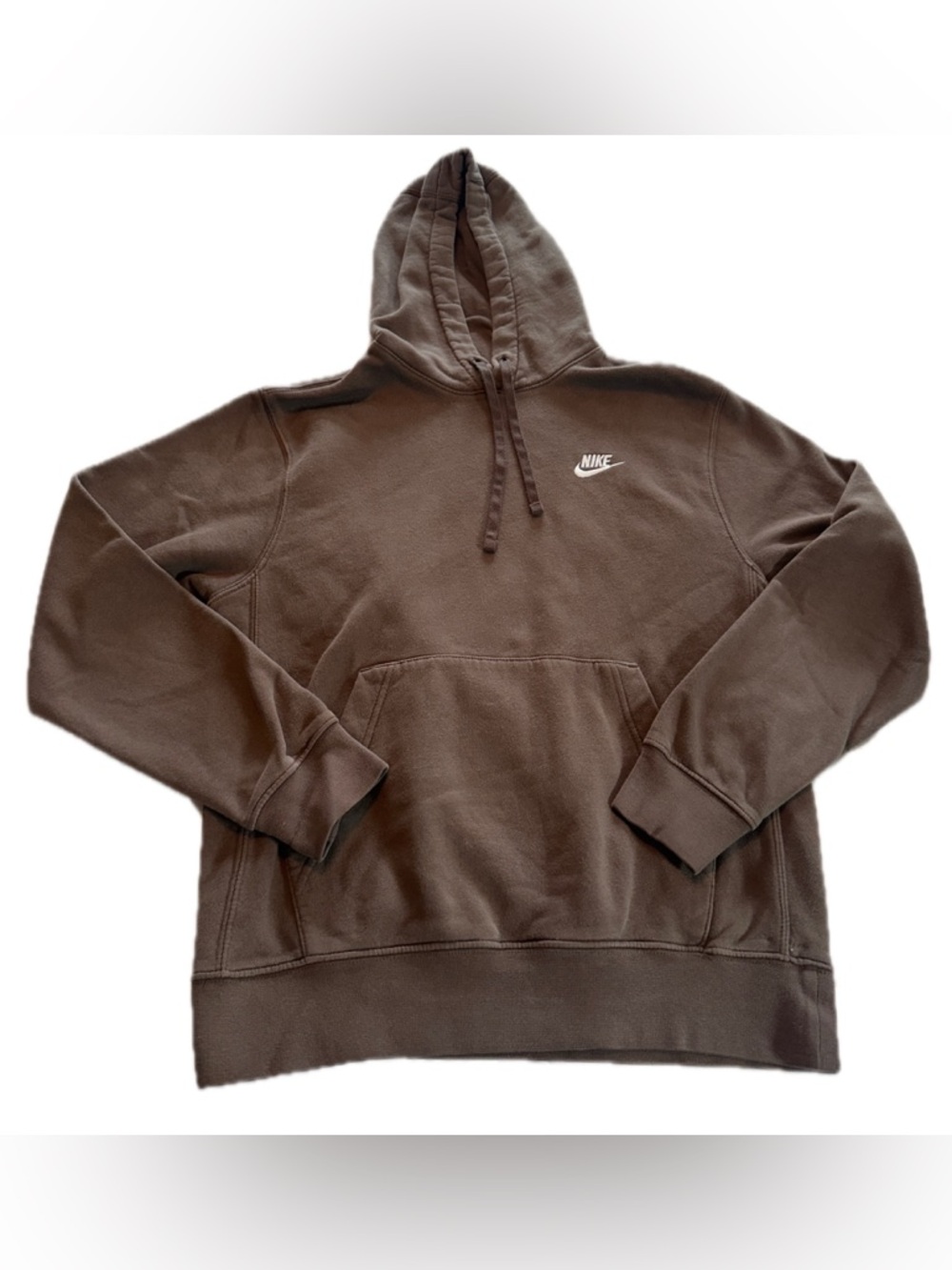 Nike Brown Hooded Pullover Sweatshirt with White Logo
